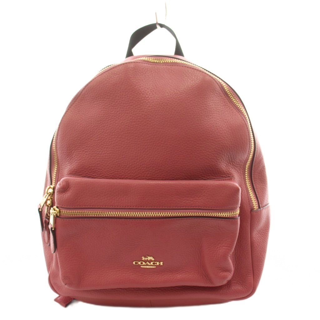 【中古】コーチ COACH チャーリーペブルドレザーミディアムバックパック リュックサック デイバッグ ロゴ ピンク F30550 /AN ■GY18 レディース 【ベクトル 古着】 260714｜ブランド古着の買取販売ベクトル 11,175円