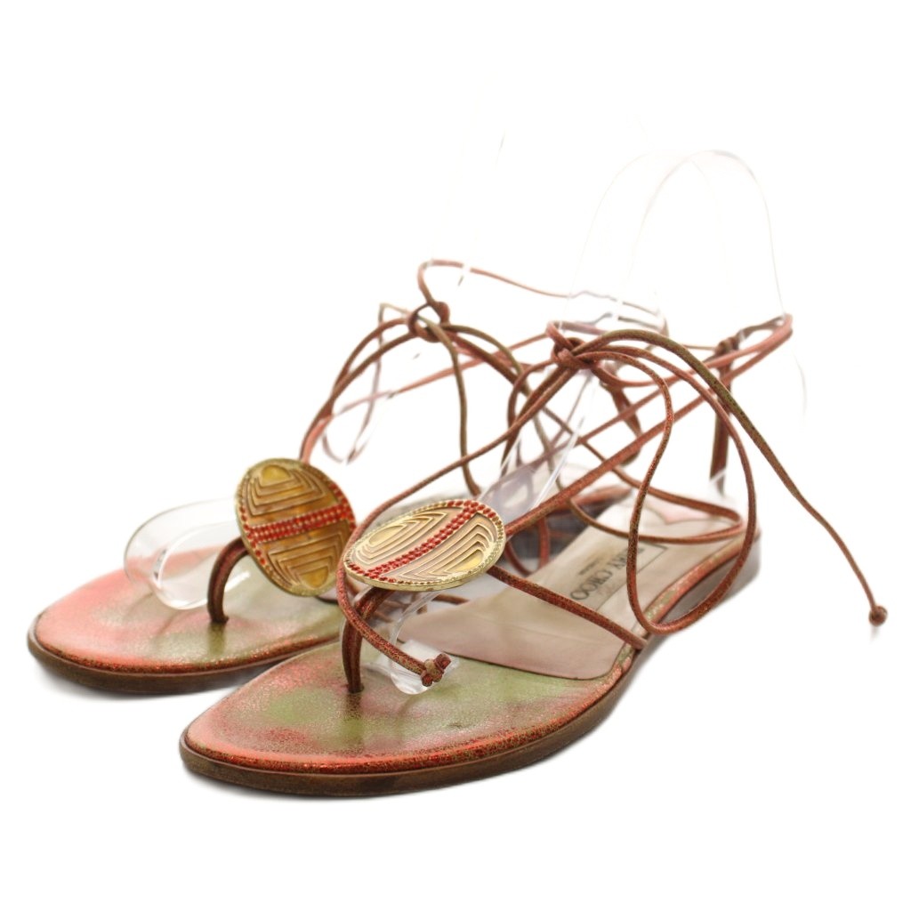 【中古】ジミーチュウ JIMMY CHOO サンダル 37 赤 レッド 緑 グリーン /AN ■GY11 レディース 【ベクトル 古着】 260714｜ブランド古着の買取販売ベクトル