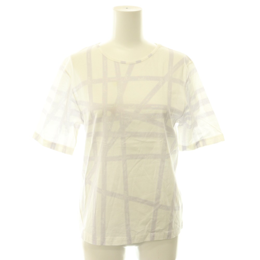 【中古】エルメス HERMES マルジェラ期 ボルデュック リボン Tシャツ カットソー 半袖 総柄 M 白 紫 ホワイト パープル /DF ■GY18 レディース 【ベクトル 古着】 260721|ブランド古着の買取販売ベクトル