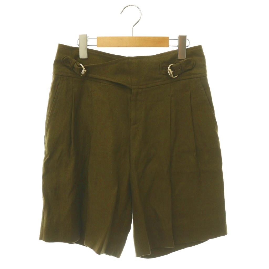 【中古】グッチ GUCCI ハーフパンツ ショートパンツ ベルトデザイン リネン 38 カーキ 171894 /DF ■GY18 レディース 【ベクトル 古着】 260715|ブランド古着の買取販売ベクトル