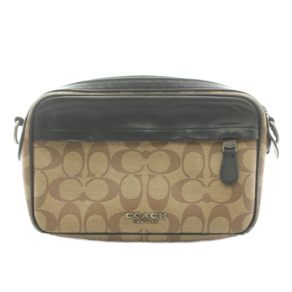 【中古】コーチ COACH シグネチャー セカンドバッグ レザー PVC 茶 ブラウン 黒 ブラック F50715 /AN ■GY18 メンズ 【ベクトル 古着】 260723｜ブランド古着の買取販売ベクトル