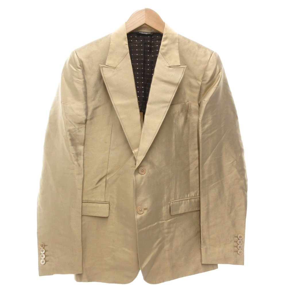 【中古】未当てはめる品 ドルチェ\u0026ガッバーナ 弗ガバ DOLCE\u0026GABBANA 下げ札付き添い人 テーラードジャケット 背抜き シングル 絹地 46 XL ベージュ 春夏 /AE ■GY19 メンズ 【ベクター 古着】 251022