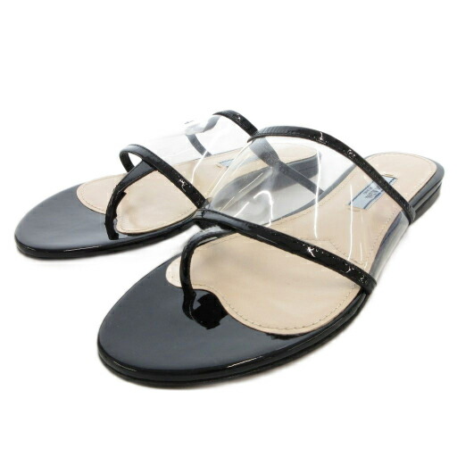 【中古】プラダ PRADA トングサンダル シューズ せつ然たる 37.5 黒 黒いこと /FF ■GY19 レディース 【ベクター 古着】 251021