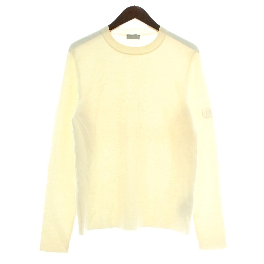 【中古】ディオールオム Dior HOMME 19AW ニット セーター ウール 長袖 クルーネック ロゴパッチ S 白 ホワイト 933M647AT071 /XZ ■GY19 メンズ 【ベクトル 古着】 251213｜ブランド古着の買取販売ベクトル