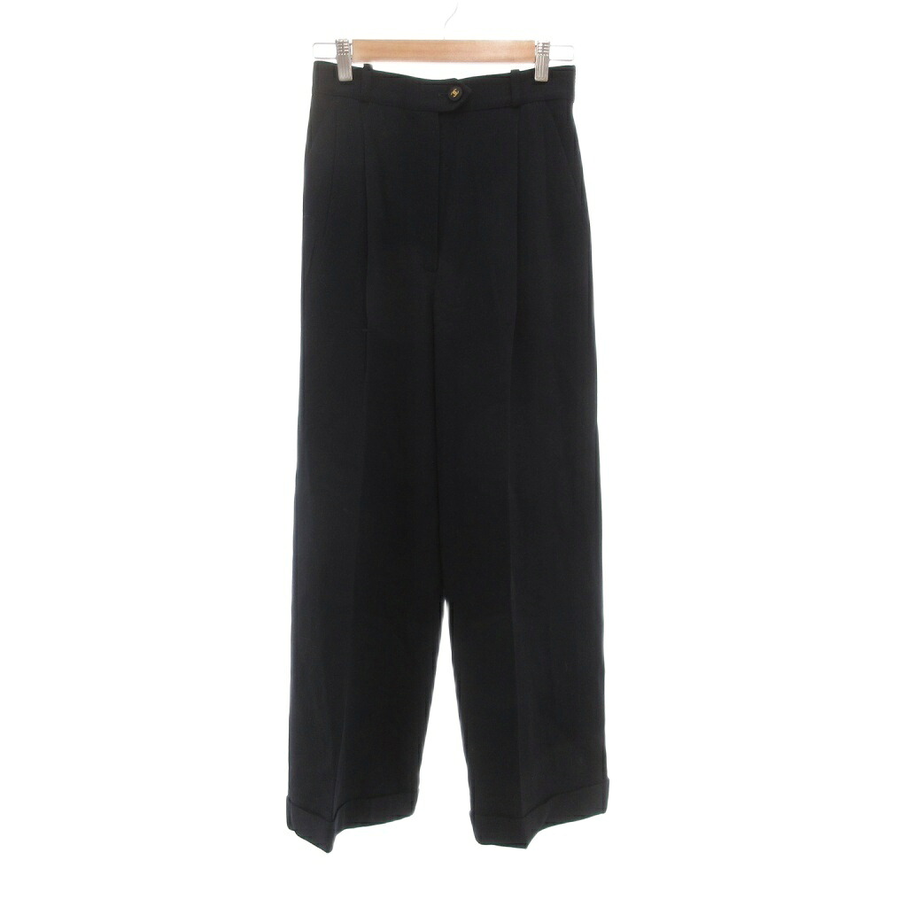 【中古】シャネル CHANEL 美品 ヴィンテージ 94A P04177 スラックス ズボン下 38 M ツータック ココマーク ココボタン ロールアップ 真っただ中押しつける 紺 ダークネイビー /AE ■GY19 レディース 【ベクター 古着】 260109