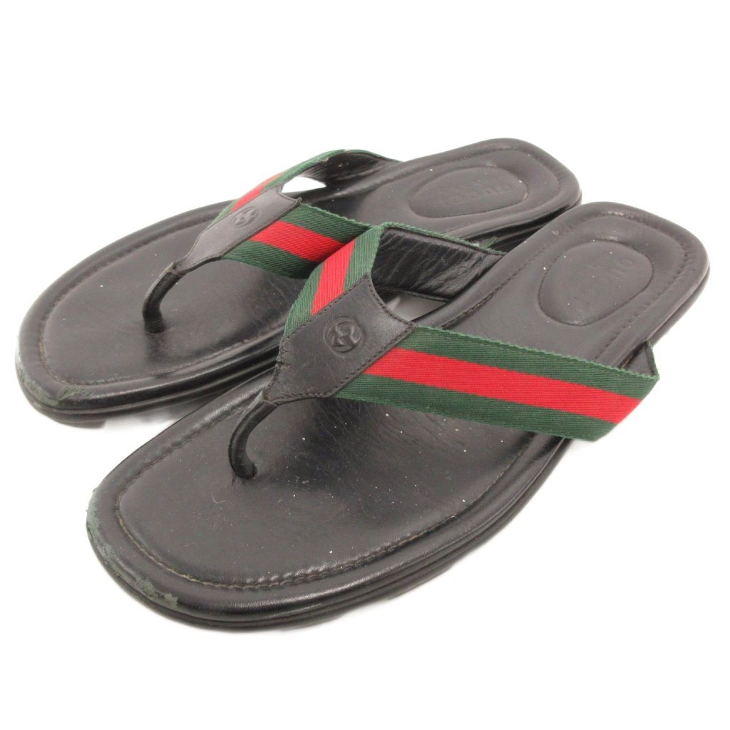 【中古】グッチ GUCCI 429362 トングサンダル ビーサン シェリー酒伝達ルート なめし革 10 31 黒 黒いこと /JS ■GY03 メンズ 【ベクター 古着】 260119