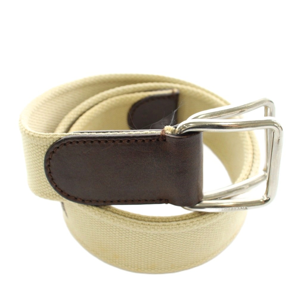 【中古】ドルチェ\u0026ガッバーナ 弗ガバ DOLCE\u0026GABBANA 三尺帯 バックル 帆布 なめし革 ロゴタイプ 38/80 ベージュ 赤銅色 赤銅色 /XZ ■GY18 メンズ 【ベクター 古着】 260212