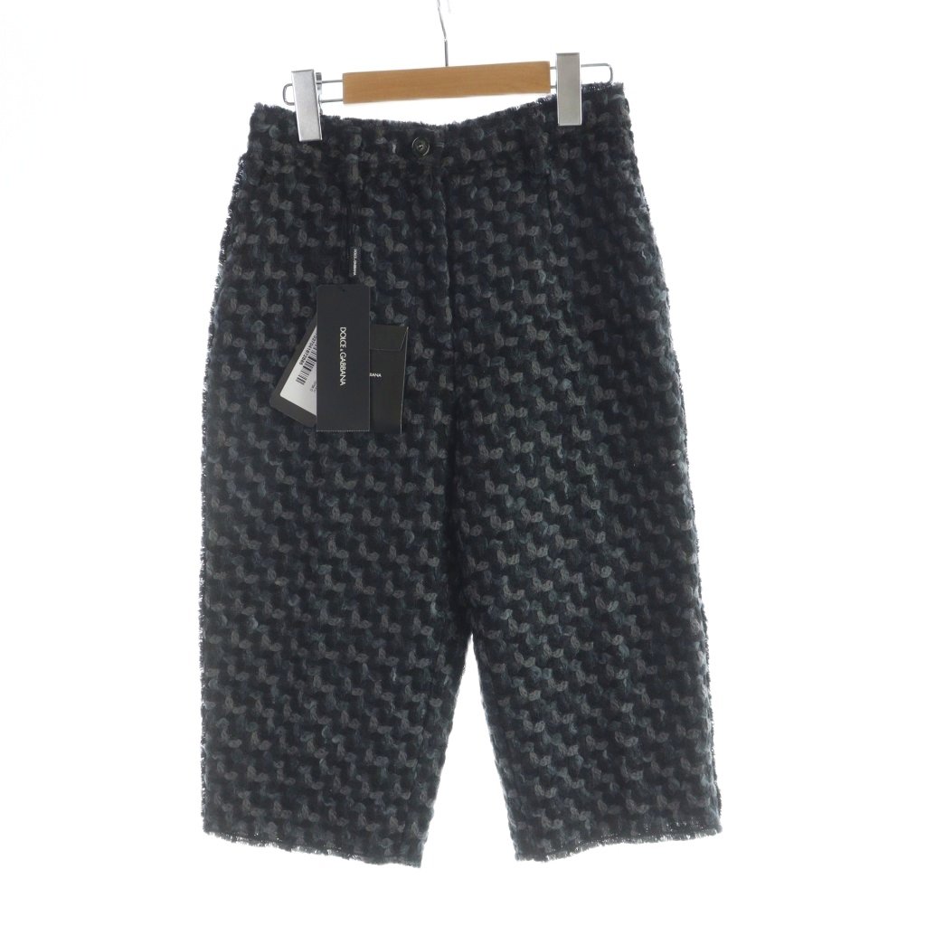 【中古】未当て嵌める品 ドルチェ\u0026ガッバーナ 弗ガバ DOLCE\u0026GABBANA クロップドパンツ 羊毛 引き舟付き添い人 ツィード ジップフライ 編み込み 36 薄墨色 黒 黒いこと ■GY19 /MQ レディース 【ベクター 古着】 260219