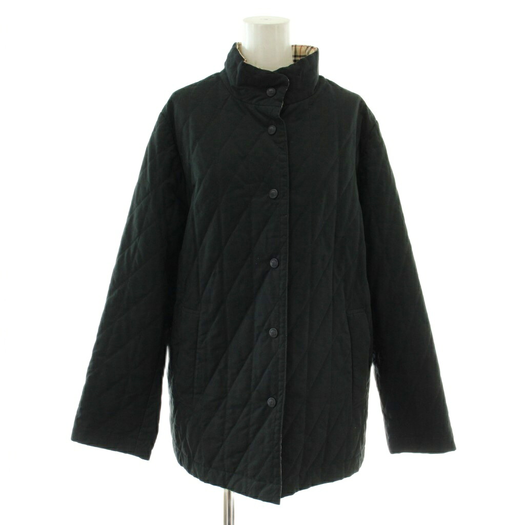 【中古】赤ちょうちんバリー 英国の首都 BURBERRY LONDON 中綿上衣 アウター ナイロン混 キルティング ハイネック 裏地ノバチェック 13BR 黒 黒いこと /XZ ■GY19 レディース 【ベクター 古着】 260219