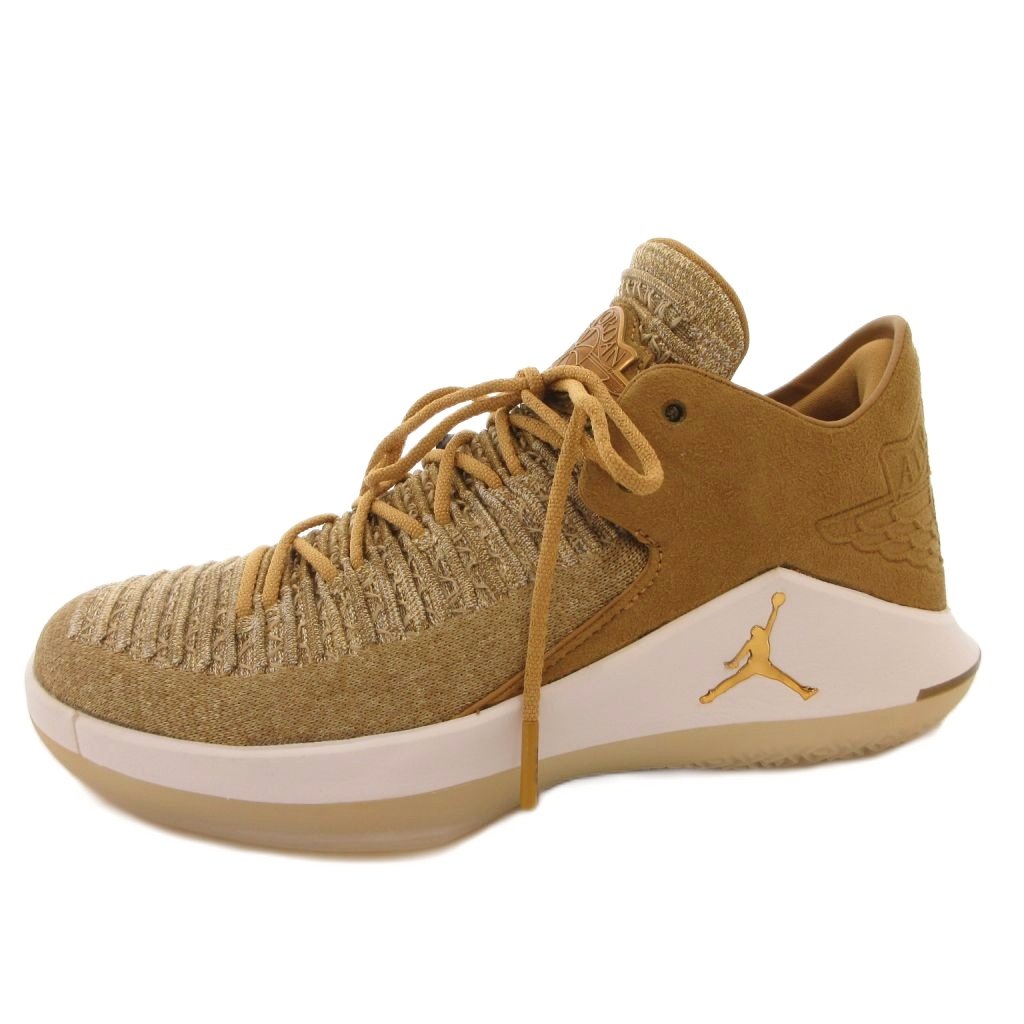 【中古】未当て嵌める品 ナイキ NIKE 曳き船付き添い人 AIR JORDAN XXXII LOW スニーカー シューズ 置き目撥ねのける 25珊 ゴールド色つや AH3347-700 /FF ■GY12  【ベクター 古着】 260318