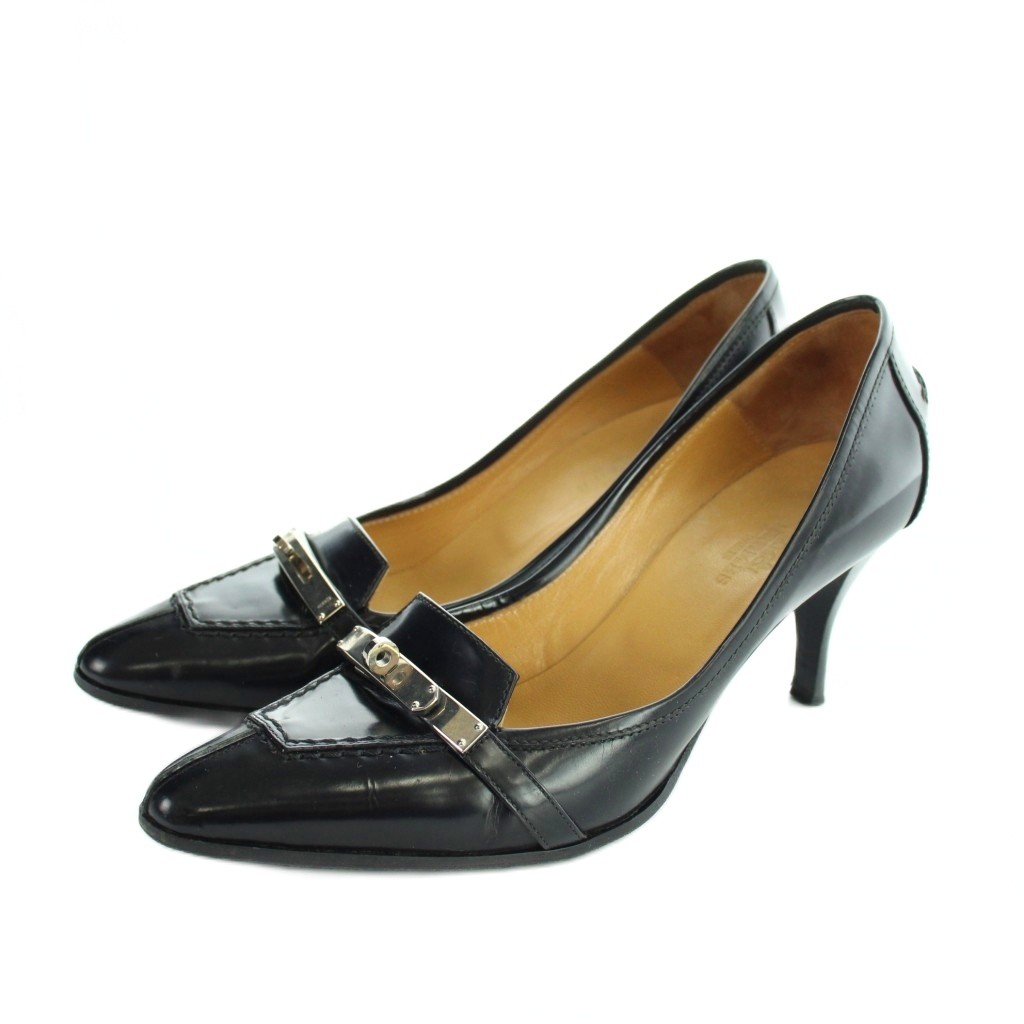 【中古】エルメス HERMES ケリー パンプス ハイヒール なめし革 ポインテッドトゥ 35.5 黒 黒いこと ■GY19 /MQ レディース 【ベクター 古着】 260308