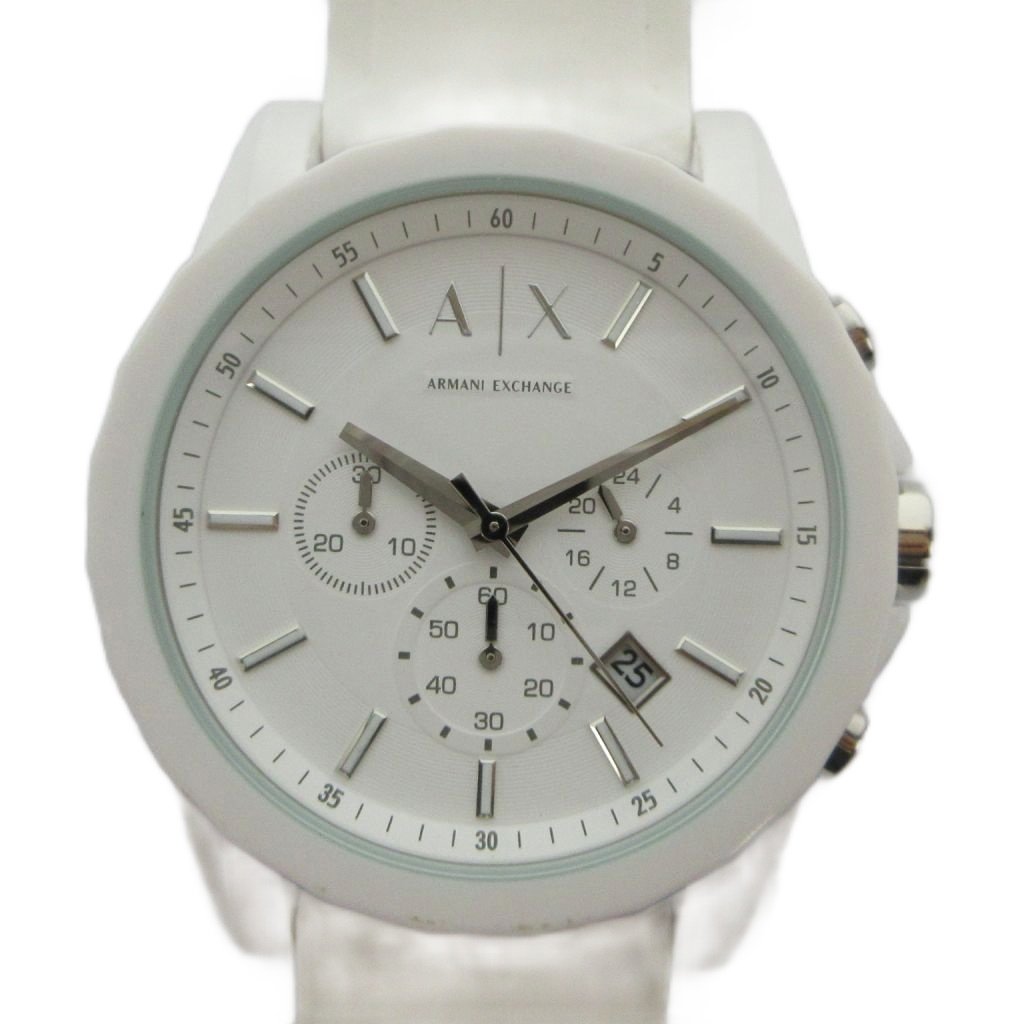 【中古】アルマーニエクスチェンジ A/X ARMANI EXCHANGE AX1325 ウオッチ ご覧なさる 石英 天然ゴム胴締め クロノグラフ 暦付き添い人 白 白いこと ■GY11 /MQ メンズ 【ベクター 古着】 260428