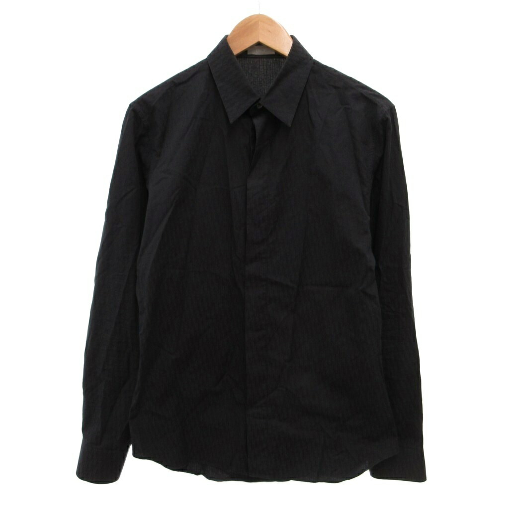 【中古】ディオールオム Dior HOMME オブ漏れる 綿織物ジャカード ティーシャツ 長袖 ロゴタイプ 総柄 39 黒 黒いこと 013C502A4743 /JS  【ベクター 古着】 260319