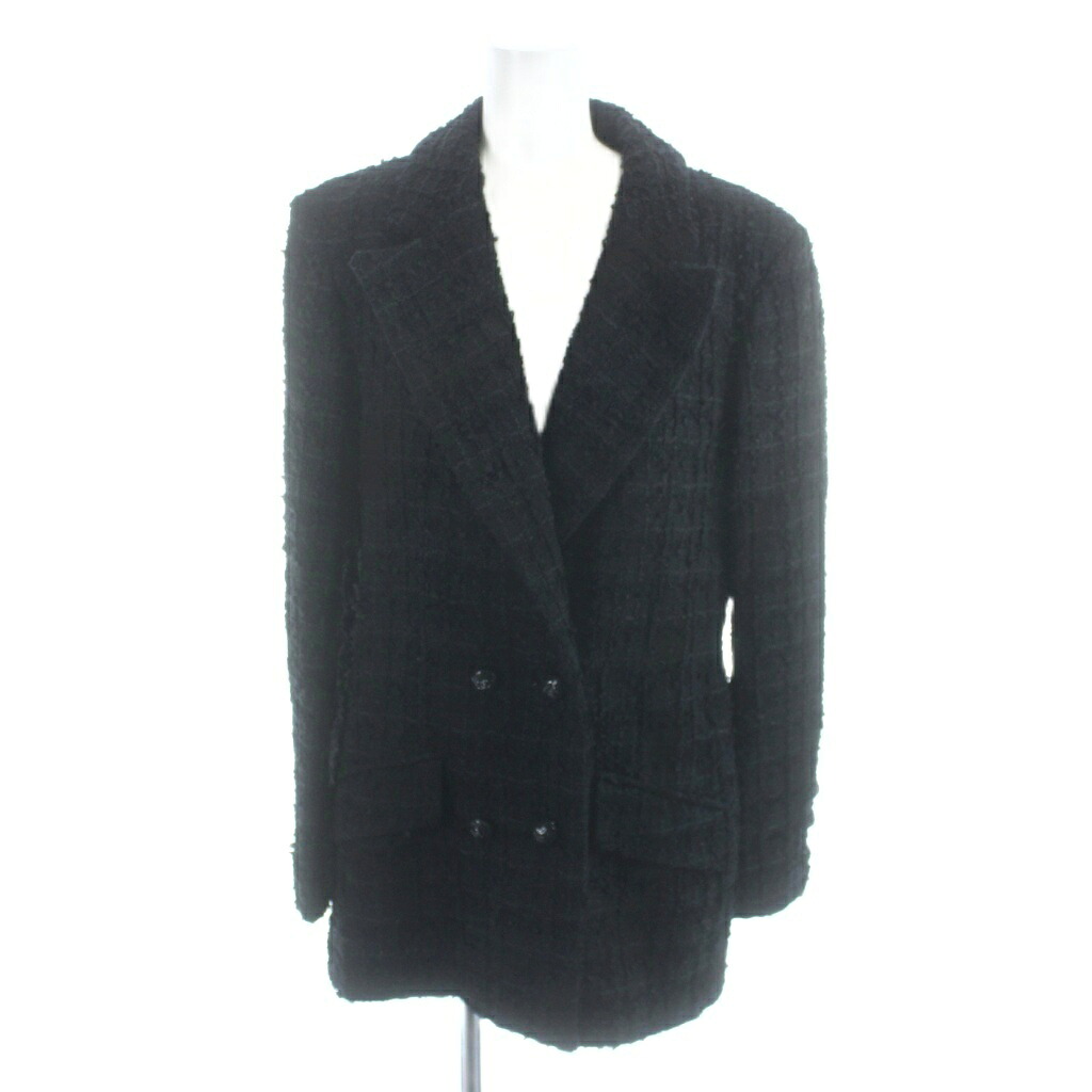 【中古】シャネル CHANEL 24AW ツイードジャケット ダブルブレスト ココマークボタン 38 黒 ブラック P71905V63459 /MW ■GY69 レディース 【ベクトル 古着】 260319｜ブランド古着の買取販売ベクトル