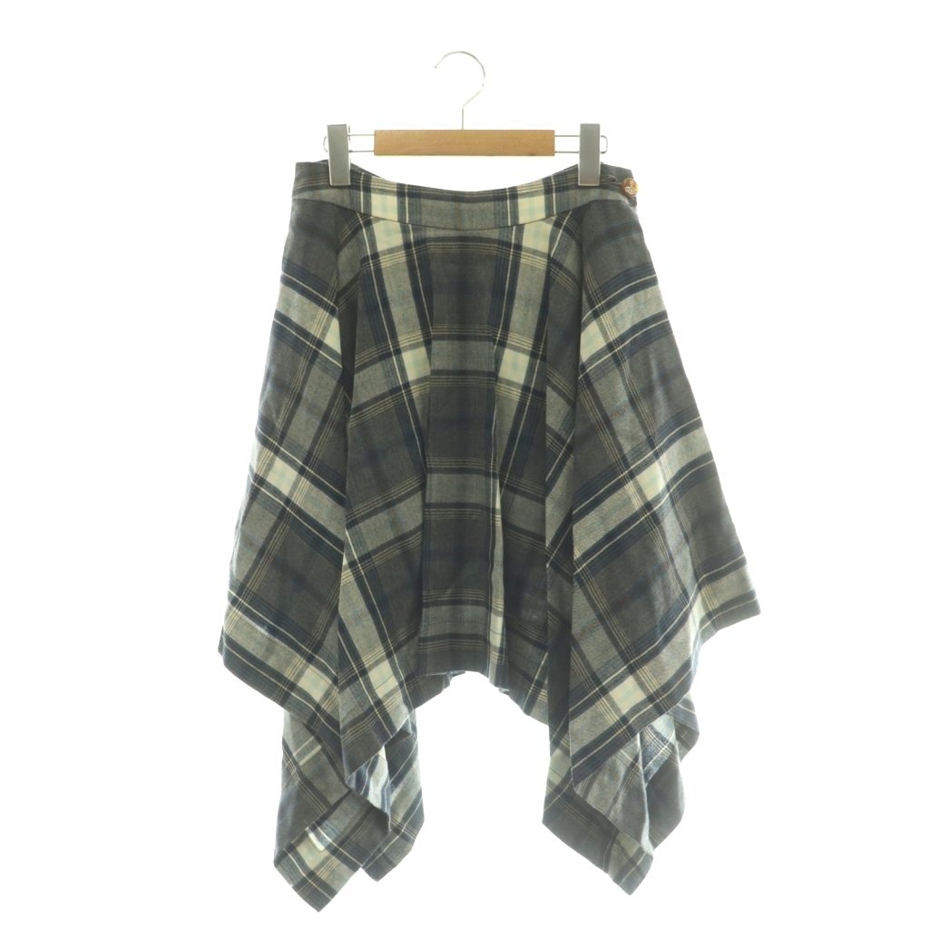 【中古】ヴィヴィアンウエストウッドレッドレーベル Vivienne Westwood RED LABEL スカート イレギュラーヘム ウール チェック柄 3 グレー /SY ■OS レディース 【ベクトル 古着】 260413｜ブランド古着の買取販売ベクトル