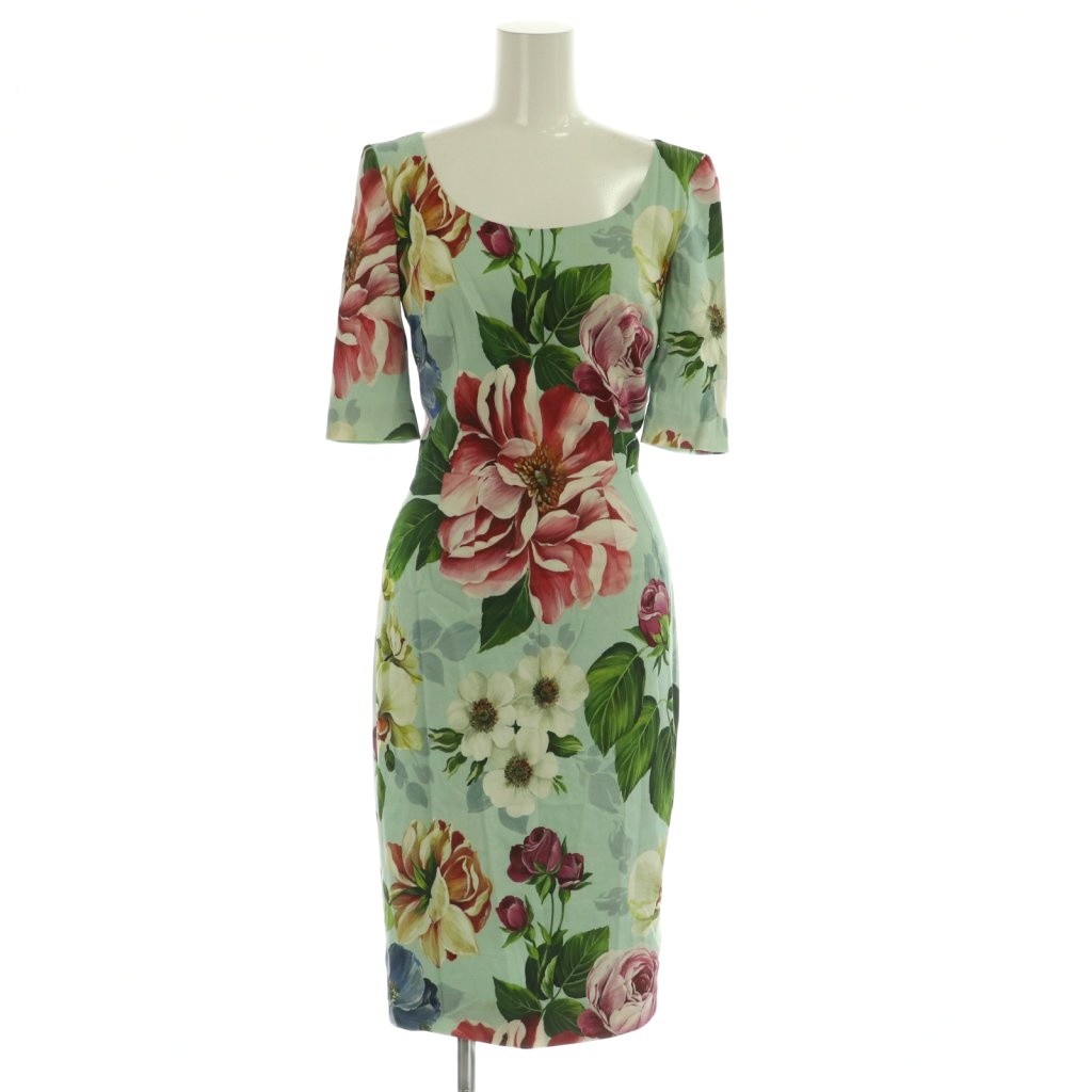 【中古】ドルチェ\u0026ガッバーナ 弗ガバ DOLCE\u0026GABBANA 衣裳 五分袖 花柄 36 ペパーミント緑であること マルチ色つや /MI ■GY19 レディース 【ベクター 古着】 260413