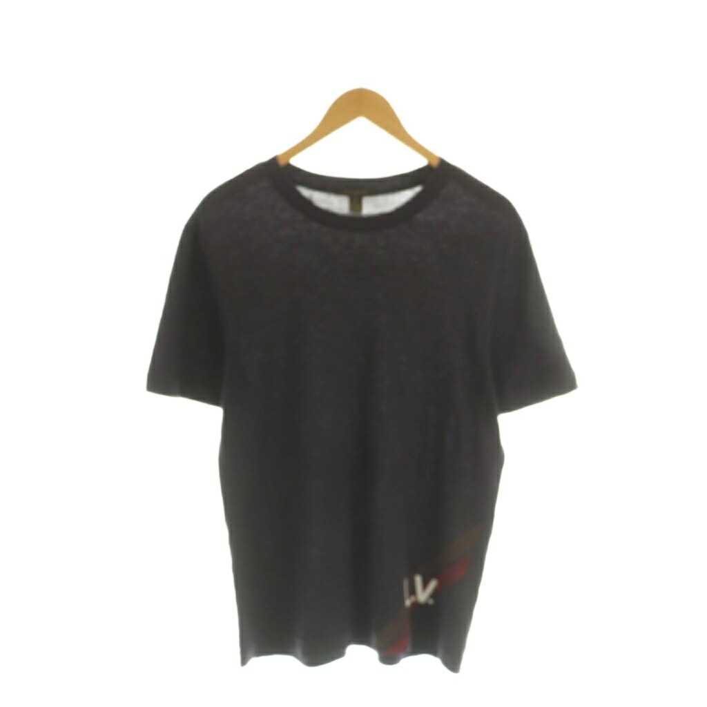 【中古】ルイヴィトン LOUIS VUITTON ティーシャツ リネン ロゴタイプ刷り上げる S 紫 /MI ■GY19 メンズ 【ベクター 古着】 260413