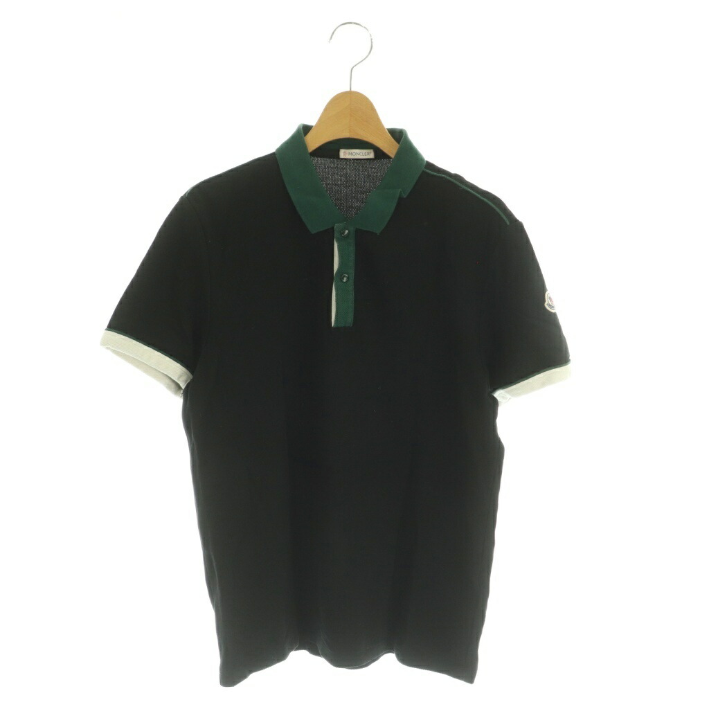 【中古】モンク線路 MONCLER 17SS MAGLIA POLO MANICA CORTA スポーツシャツ 半袖 M 黒 緑 SCOM-16-781 /MI ■GY19 メンズ 【ベクター 古着】 260413