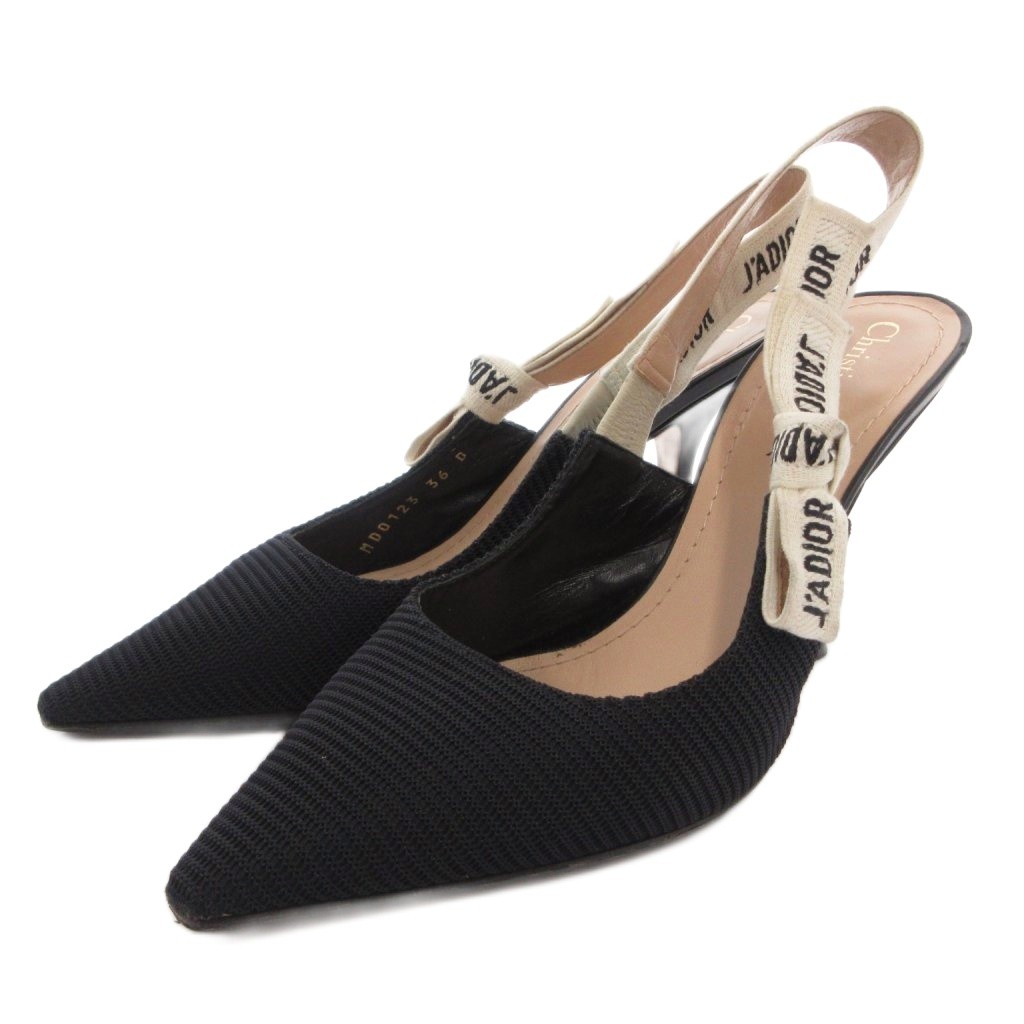 【中古】ディオール Christian Dior J\u0027ADIOR 布切れ スリングバック パンプス ミュール ポインテッドトゥ 36 黒 黒いこと /FF ■GY19 レディース 【ベクター 古着】 260413