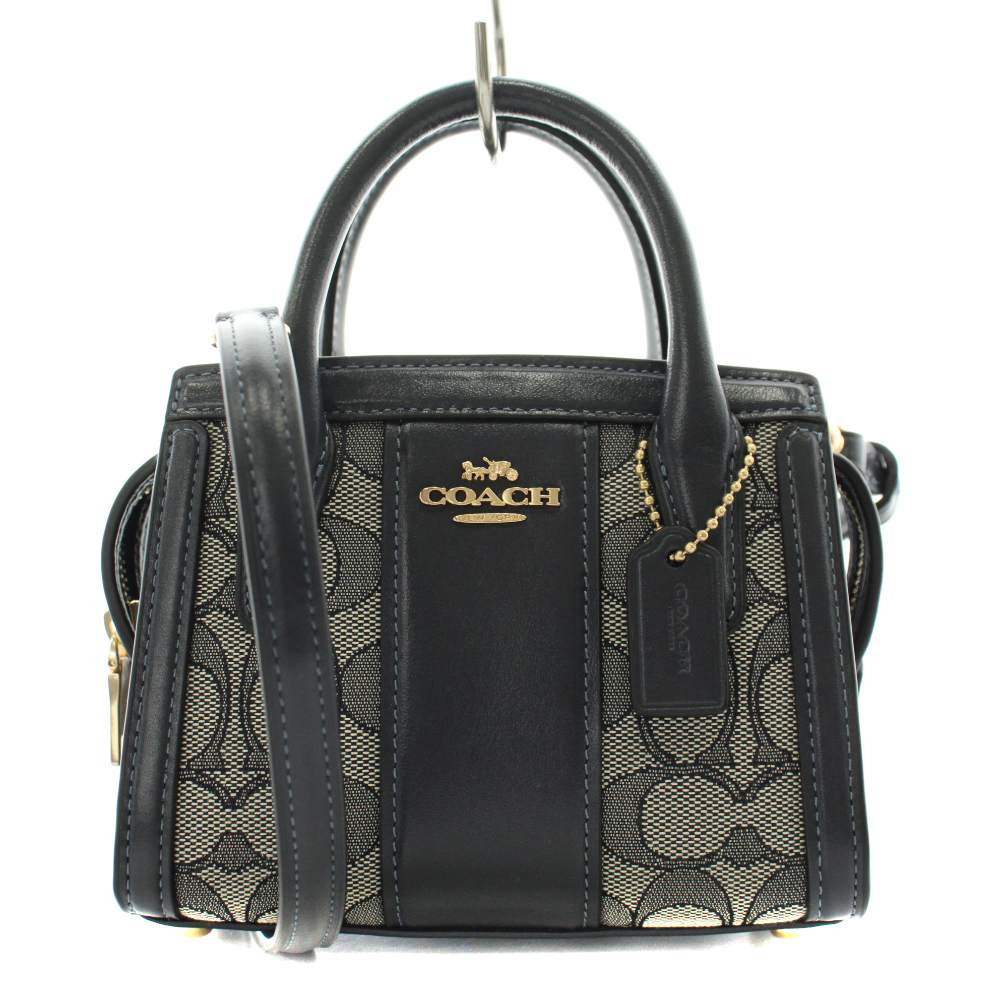 【中古】コーチ COACH アンドレア ミニ キャリーオール シグネチャー ハンドバッグ ショルダーバッグ 2way レザー ジャガード 紺 ネイビー CU986 /AN38 レディース 【ベクトル 古着】 260423｜ブランド古着の買取販売ベクトル 9,417円