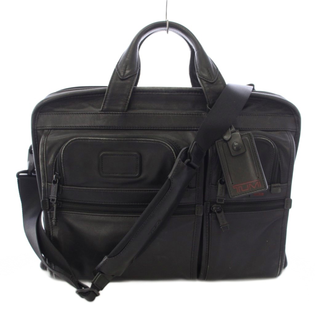 【中古】トゥミ TUMI Alpha Leather Organizer Portfolio Brief ブリーフ容れもの 商行為御徒面子 トートバッグ ショルダーバッグ なめし革 黒 黒いこと 96108DH /TK ■GY18 メンズ 【ベクター 古着】 260423