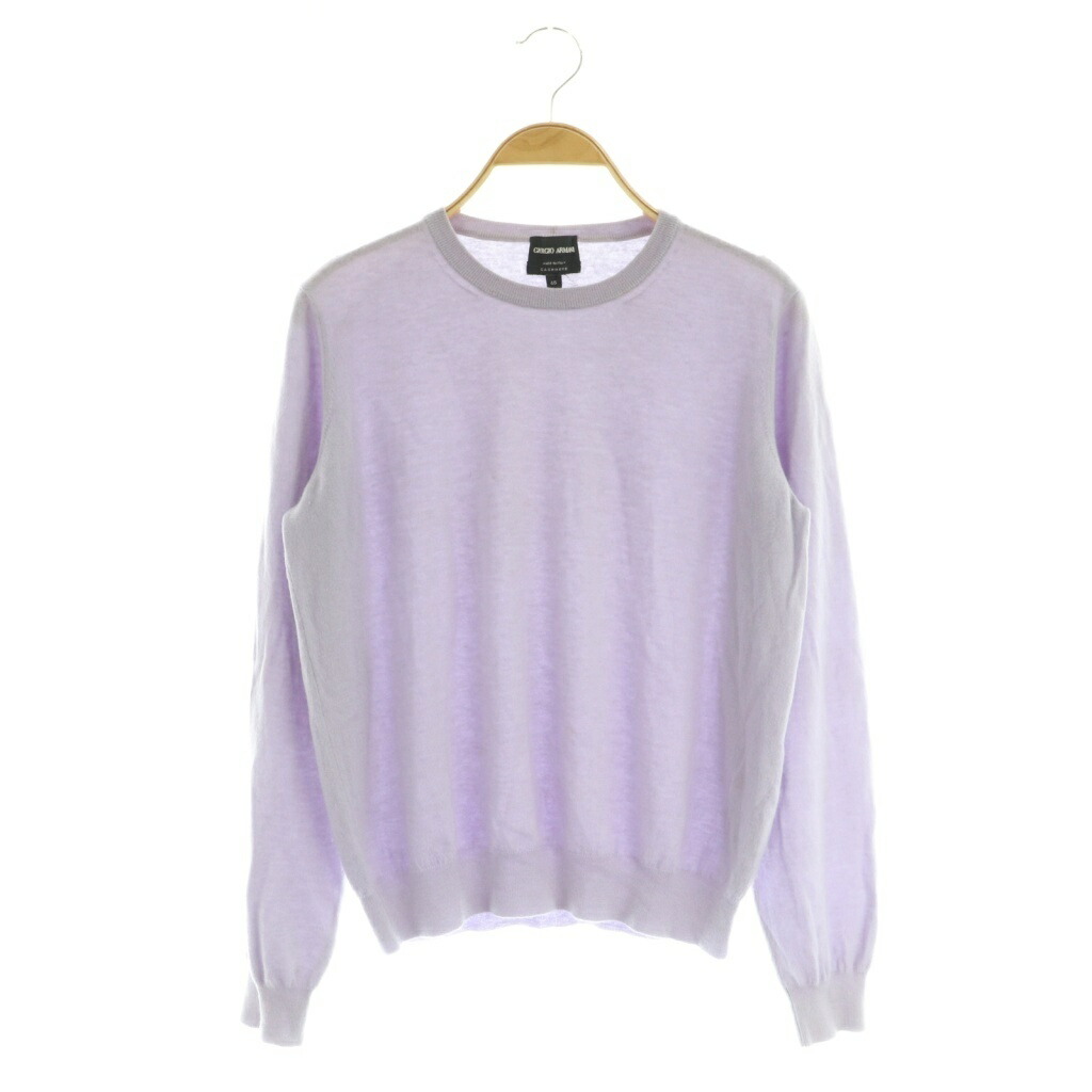 【中古】ジョルジオアルマーニ GIORGIO ARMANI カシミヤ編み物 スウェーター 長袖 労働者の一団のど首 46 ラベンダー /MY ■os ■GY06 レディース 【ベクター 古着】 260421