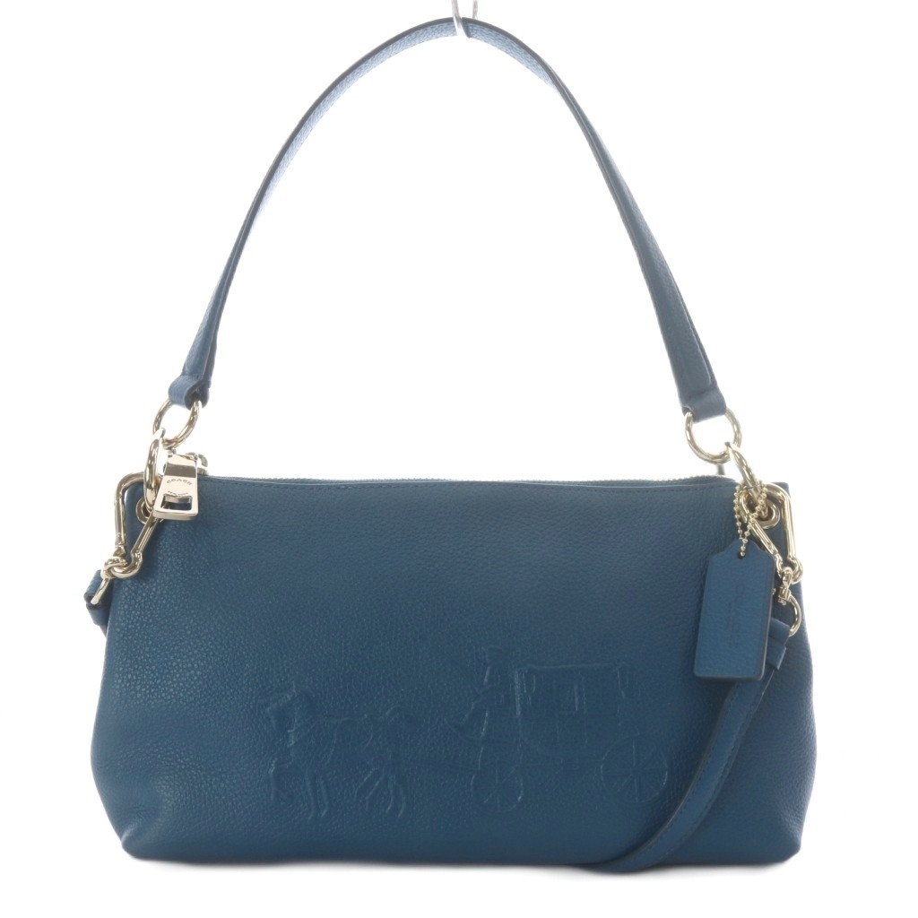 【中古】コーチ職 COACH ハンドバック 一手持ち部分 ショルダーバッグ 一肩先 2way なめし革 青み 33521 /YO20 ■GY18 レディース 【ベクター 古着】 260423