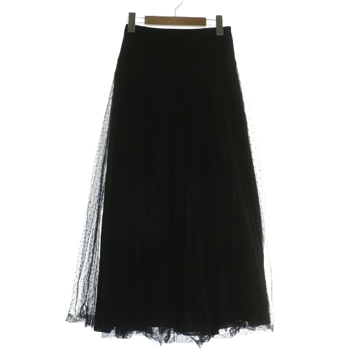 【中古】ディオール Christian Dior 24SS 一点 筋目 プリュムティ チュール MIDIスコート ロング 38 S 黒 黒いこと 841J50A8810 /MW ■GY17 ▲H レディース 【ベクター 古着】 260506