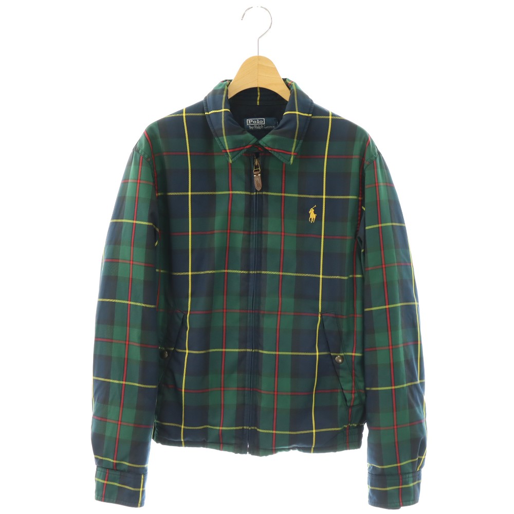 【中古】ポロ バイ ラルフローレン Polo by Ralph Lauren ダウンジャケット ジップアップ タータンチェック S 緑 紺 ネイビー /HK ■GY18 メンズ 【ベクトル 古着】 260509｜ブランド古着の買取販売ベクトル