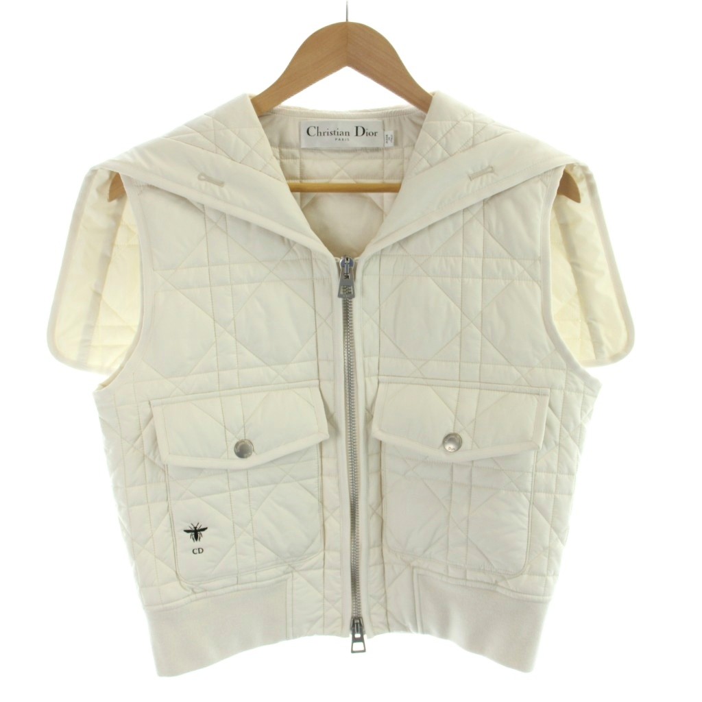 【中古】ディオール Christian Dior Macrocannage マクロカナージュ  より良い キルティング 中綿 ボンネット bee 蜂 刺しゅう I40 白 白いこと 417C75A2827 /MW ■GY40 レディース 【ベクター 古着】 260426