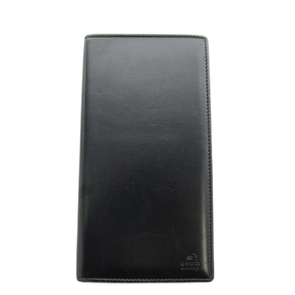 【中古】グッチ GUCCI 長紙入れ 二つ折り なめし革 黒 黒いこと 03948 /AN35 ■GY18 ■OH メンズ 【ベクター 古着】 260424
