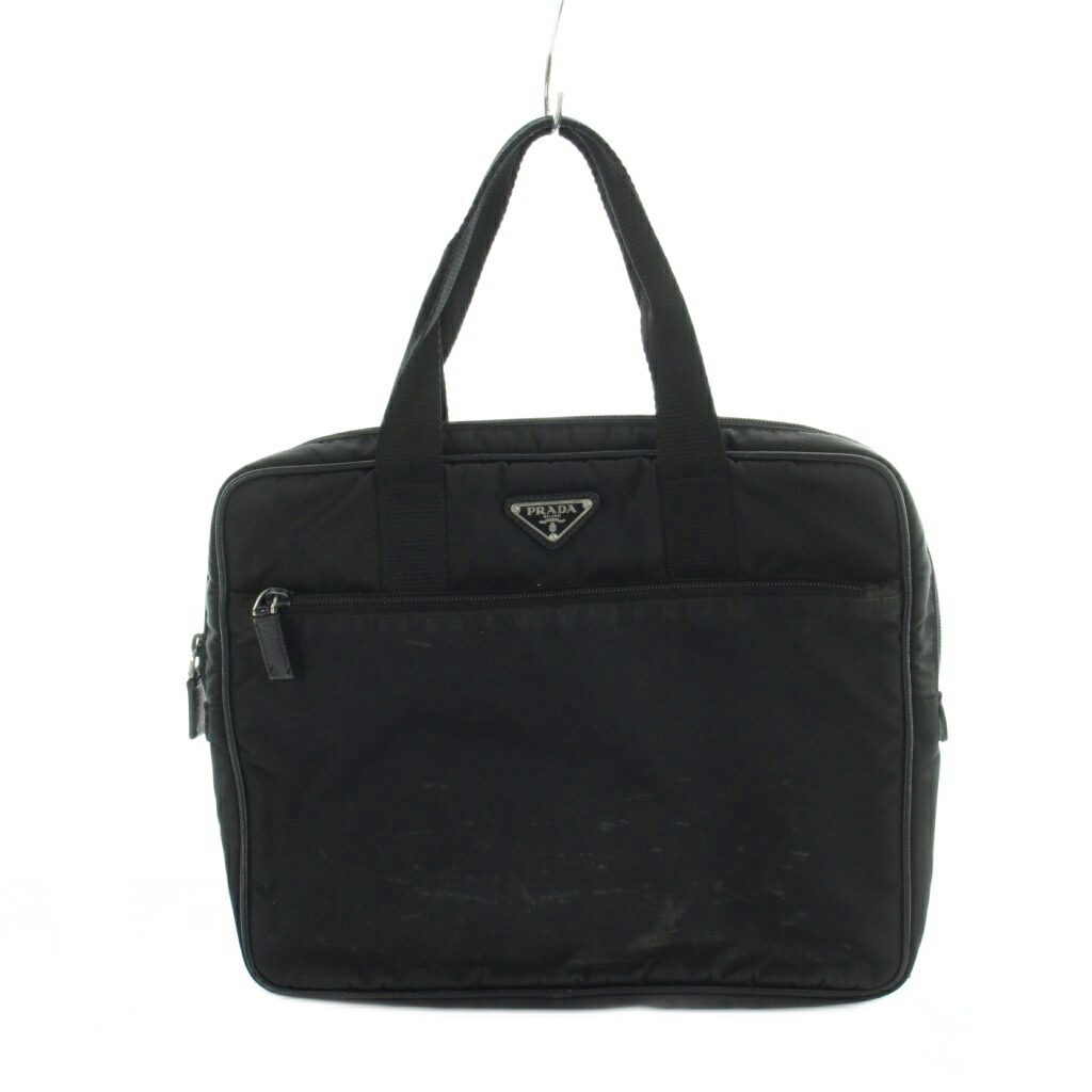 【中古】プラダ PRADA トートバッグ ハンドバック ナイロン ロゴタイプ 黒 黒いこと ■GY73 /MQ ■OH メンズ 【ベクター 古着】 260512