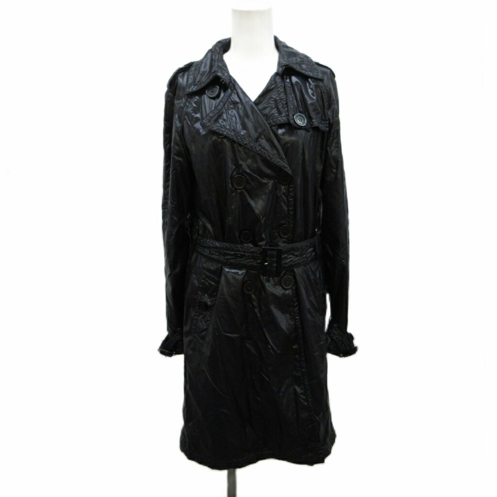 【中古】モンク軌跡 MONCLER トレンチコート ナイロン 0 黒 黒いこと ダブル前胸部 長袖 三尺帯付き添い人 810-094-49111-50 /PP ■GY19 レディース 【ベクター 古着】 260520