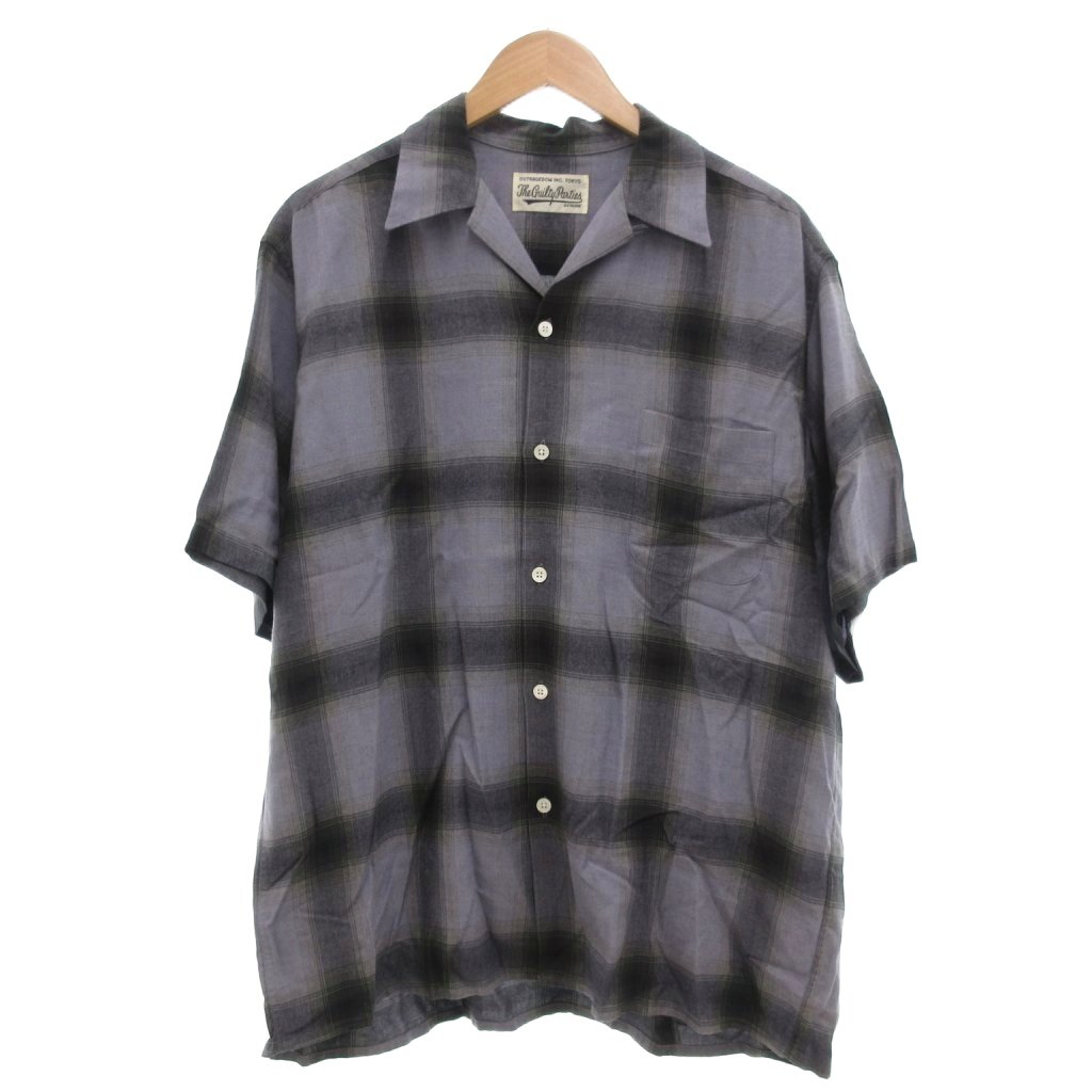 【中古】ワコマリア WACKO MARIA GUILTYPARTIES OMBRE CHECK OPEN COLLAR SHIRT オンブレチェック オープンカラーシャツ 半袖 L 紫系 マルチカラー /UO メンズ 【ベクトル 古着】 250830