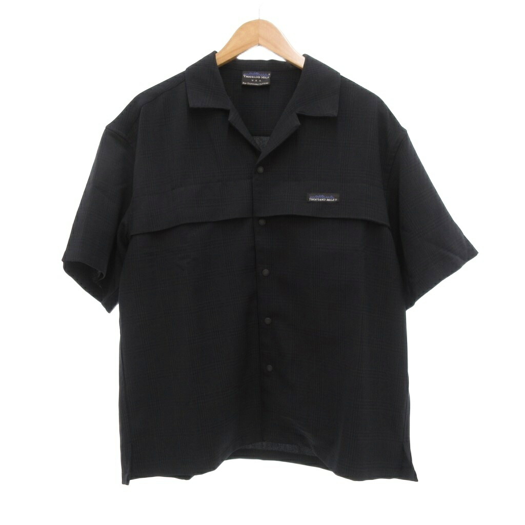 【中古】サウザウンドマイル THOUSAND MILE 美品 オープンカラーシャツ 半袖 チェック M ダークネイビー /UO メンズ レディース 【ベクトル 古着】 250903