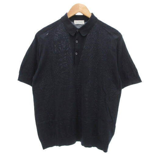 【中古】ジョンスメドレー JOHN SMEDLEY ポロシャツ ニット 半袖 M 紺 ネイビー /UO メンズ 【ベクトル 古着】 251001