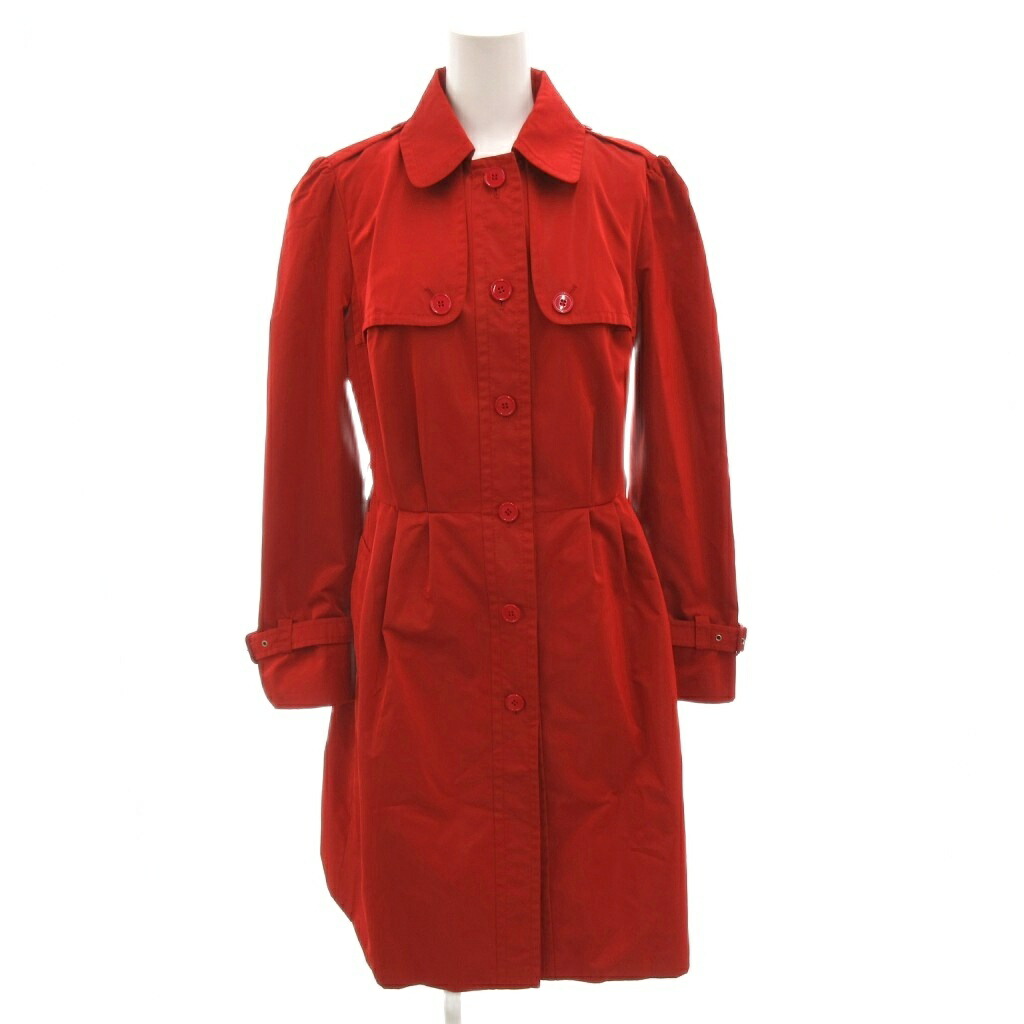 【中古】ドルチェ\u0026ガッバーナ 弗ガバ DOLCE\u0026GABBANA トレンチコート シングル  裏地レオパード柄 ひざ丈 38 赤 赤いこと /FF レディース 【ベクター 古着】 260121