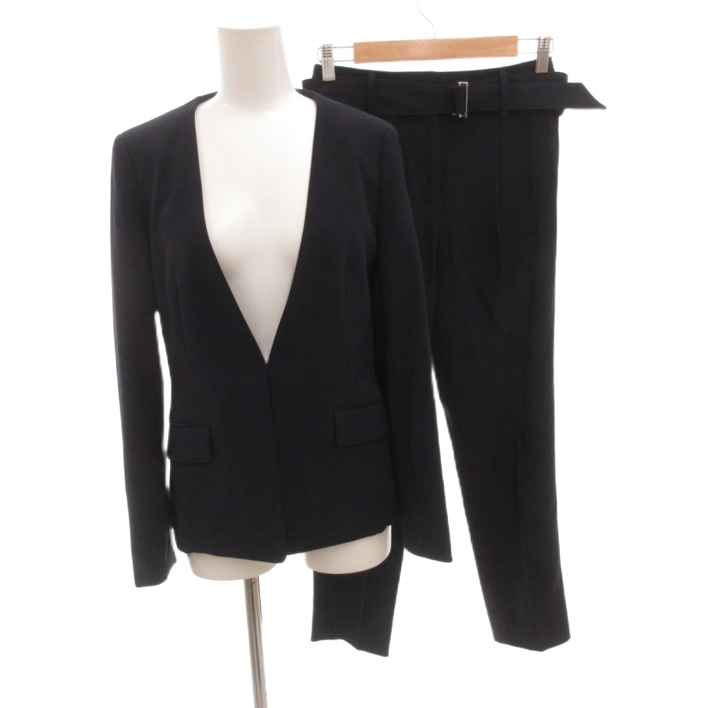 楽天市場】PLST プラステ スーツ ネイビー 紺 ノーカラージャケット XS