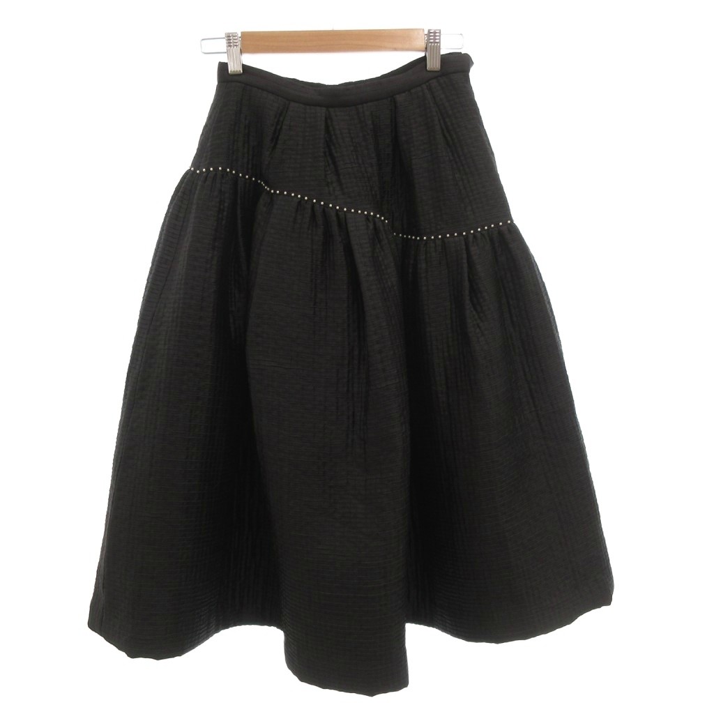 【中古】ルルロジェッタ ルールロジェット leur logette KAFKA skirt sale フリルスカート パール ロング 0 黒 ブラック /FF レディース 【ベクトル 古着】 260204