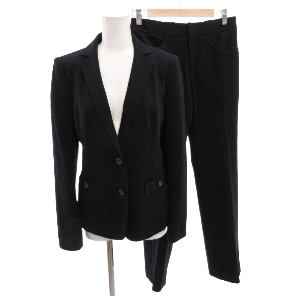 【中古】未使用品 ソニアリキエル SONIA RYKIEL タグ付き スーツ セットアップ ジャケット パンツ 裏地ストライプ 36 38 黒 ブラック /FF レディース 【ベクトル 古着】 260221