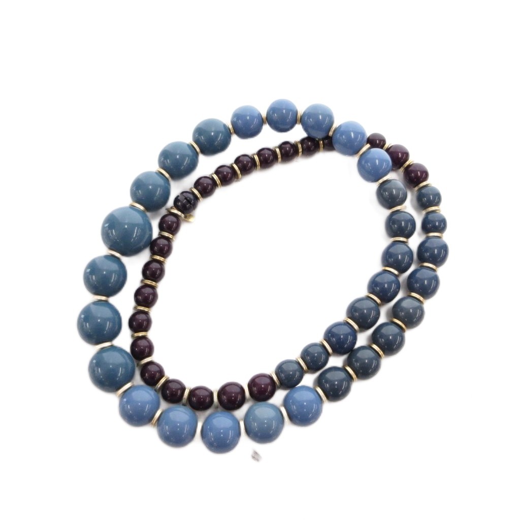 【中古】イヴサンローラン YVES SAINT LAURENT ヴィンテージ ネックレス ペンダント アクセサリー 大玉ビーズ グラデーション 青 ブルー 紫 パープル /FF 【ベクトル 古着】 260224