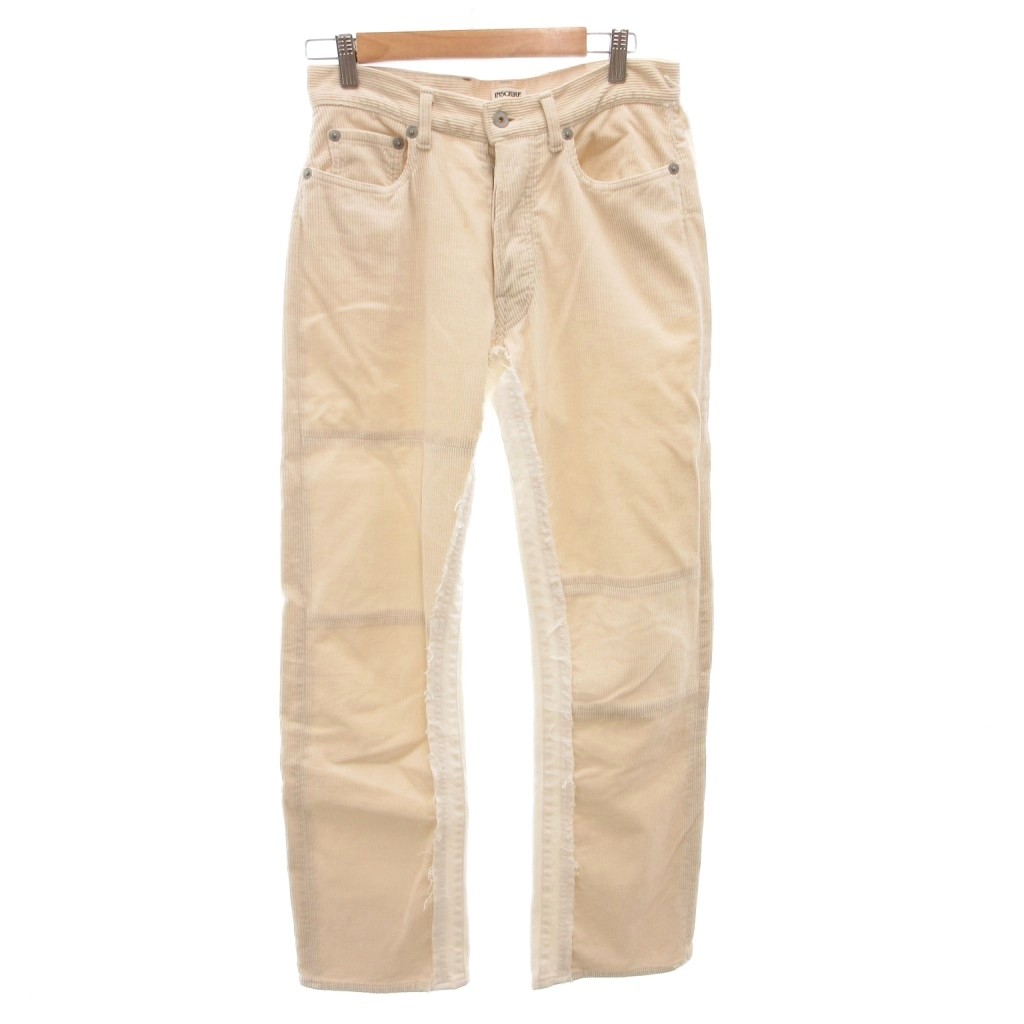 【中古】アンスクリア INSCRIRE Straight Patch Corduroy パンツ 切替 デニム コーデュロイ カットオフ S アイボリー /FF レディース 【ベクトル 古着】 260223