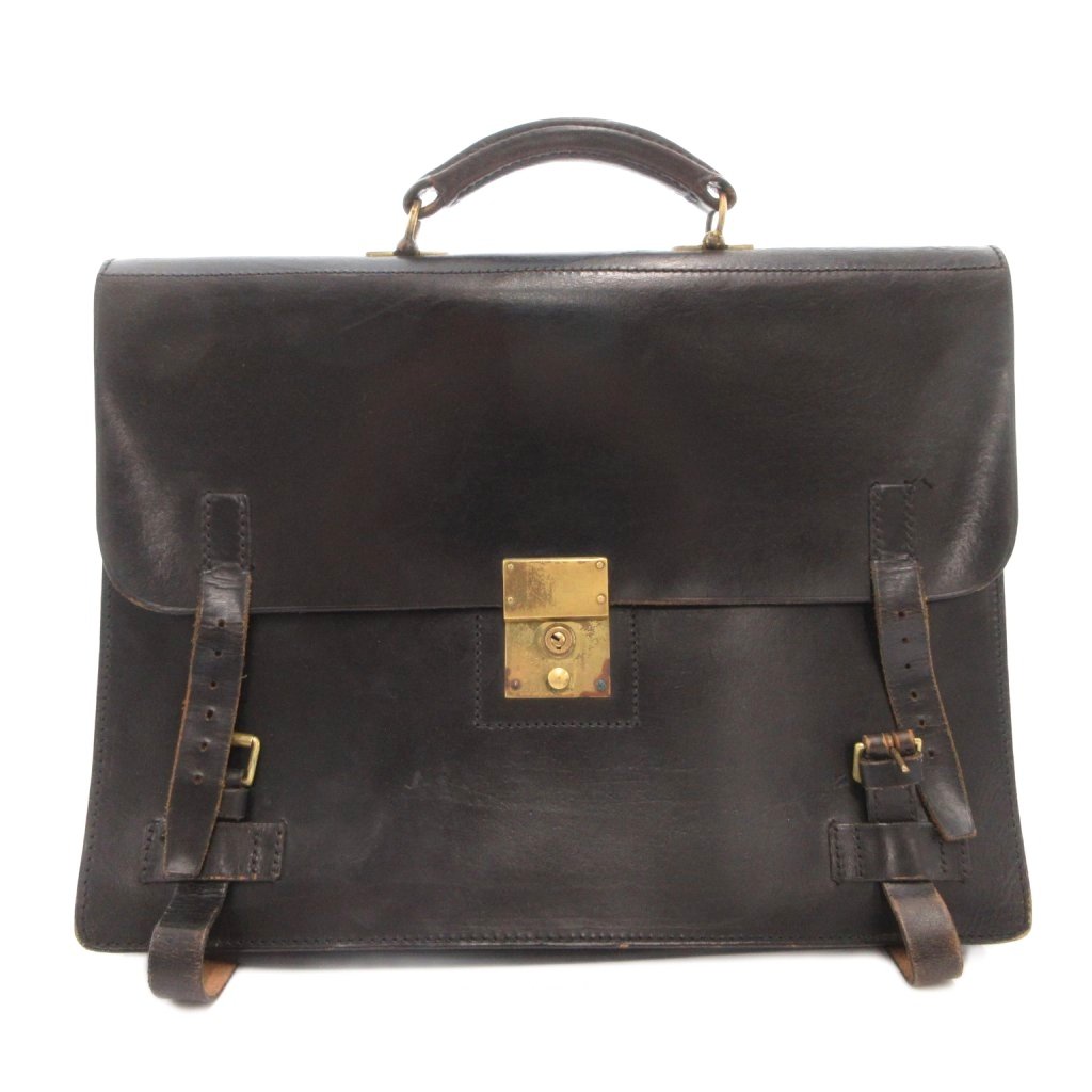 【中古】ハケット HACKETT ハンドバッグ ブリーフケース ビジネス レザー ベルトデザイン ゴールド金具 黒 ブラック /FF メンズ 【ベクトル 古着】 260312