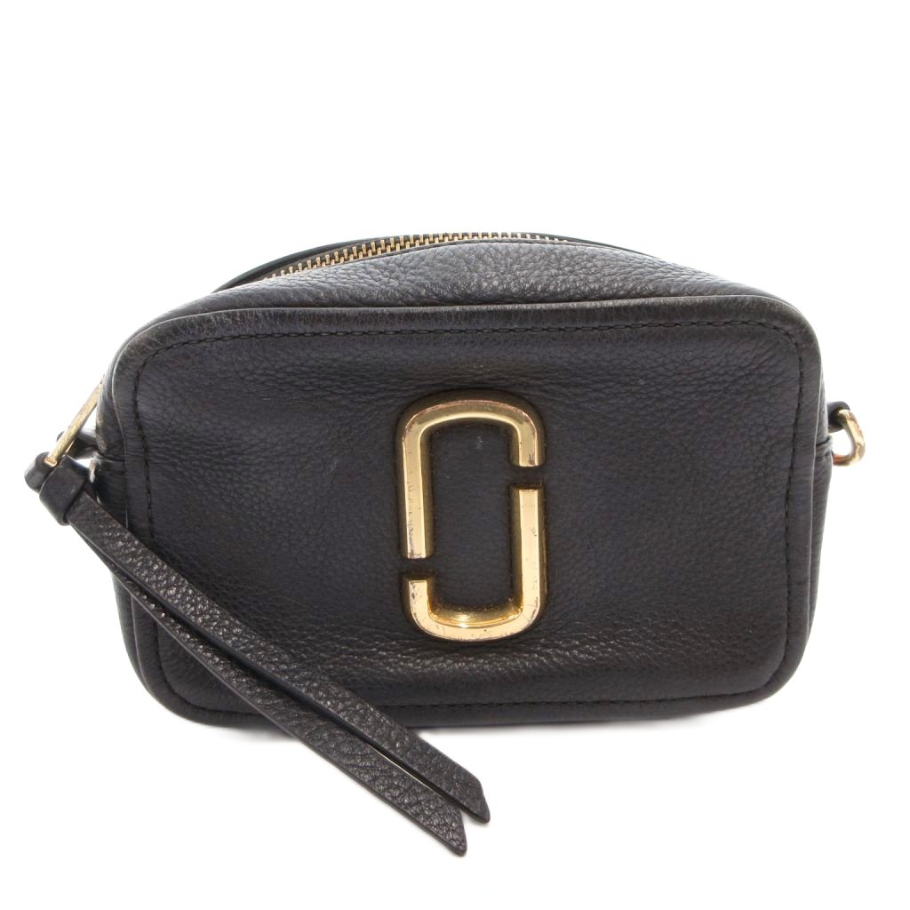 【中古】マークジェイコブス MARC JACOBS THE SOFTSHOT ショルダーバッグ 曲がった掛け はりつけ台上半身 なめし革 ゴールド金具 黒 黒いこと M0016805 001 /FF レディース 【ベクター 古着】 260312