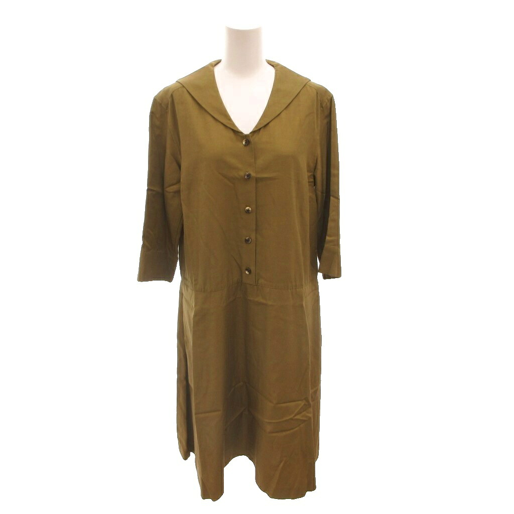 【中古】マーガレットハウエル MARGARET HOWELL セーラー ワンピース ロング 長袖 9分丈 1 ベージュ /FF レディース 【ベクトル 古着】 260319