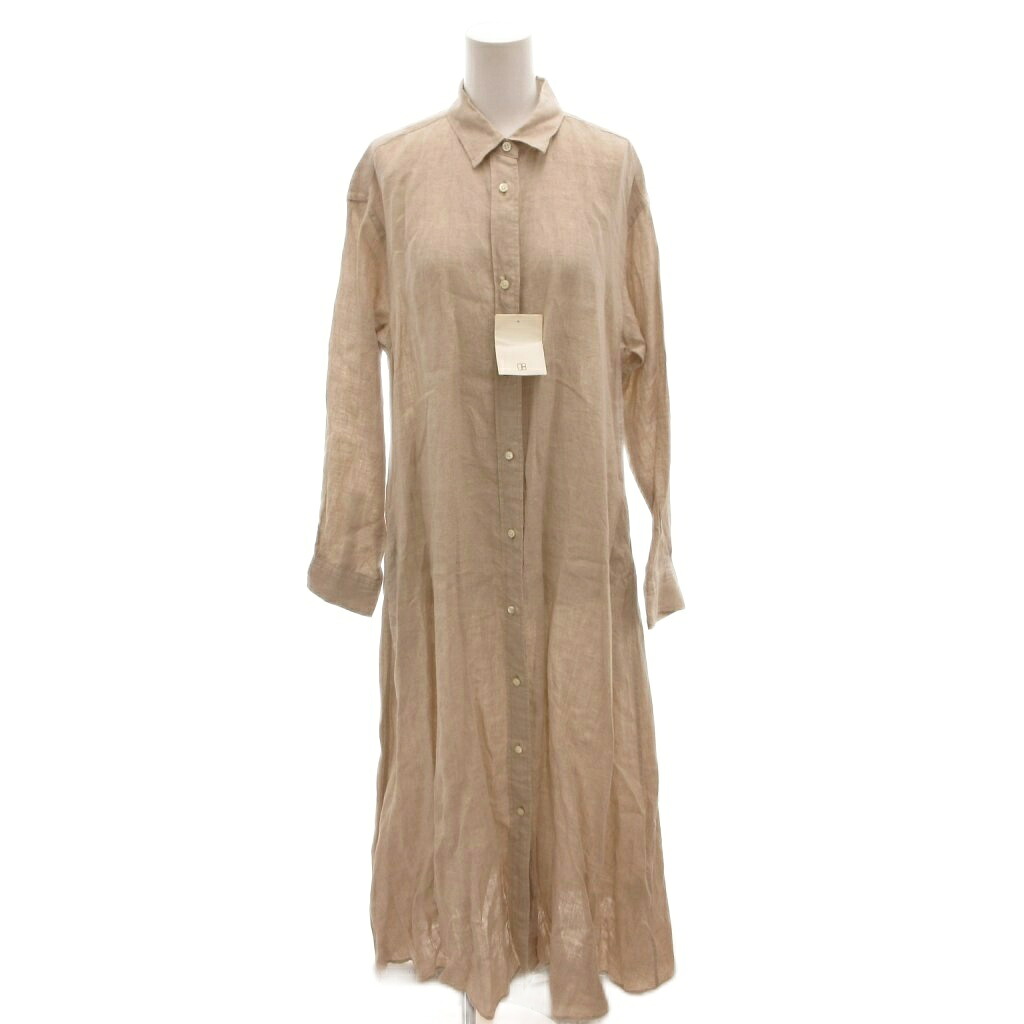 【中古】未使用品 プラージュ Plage タグ付き 20SS Linen Flared ワンピース ロング リネン 麻 長袖 38 ベージュ /FF レディース 【ベクトル 古着】 260319