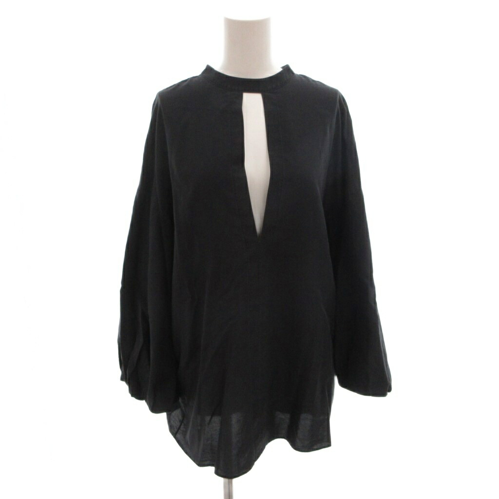 【中古】セオリーリュクス theory luxe シャツ ブラウス 長袖 バンドカラー シルク混 38 黒 ブラック /FF レディース 【ベクトル 古着】 260405