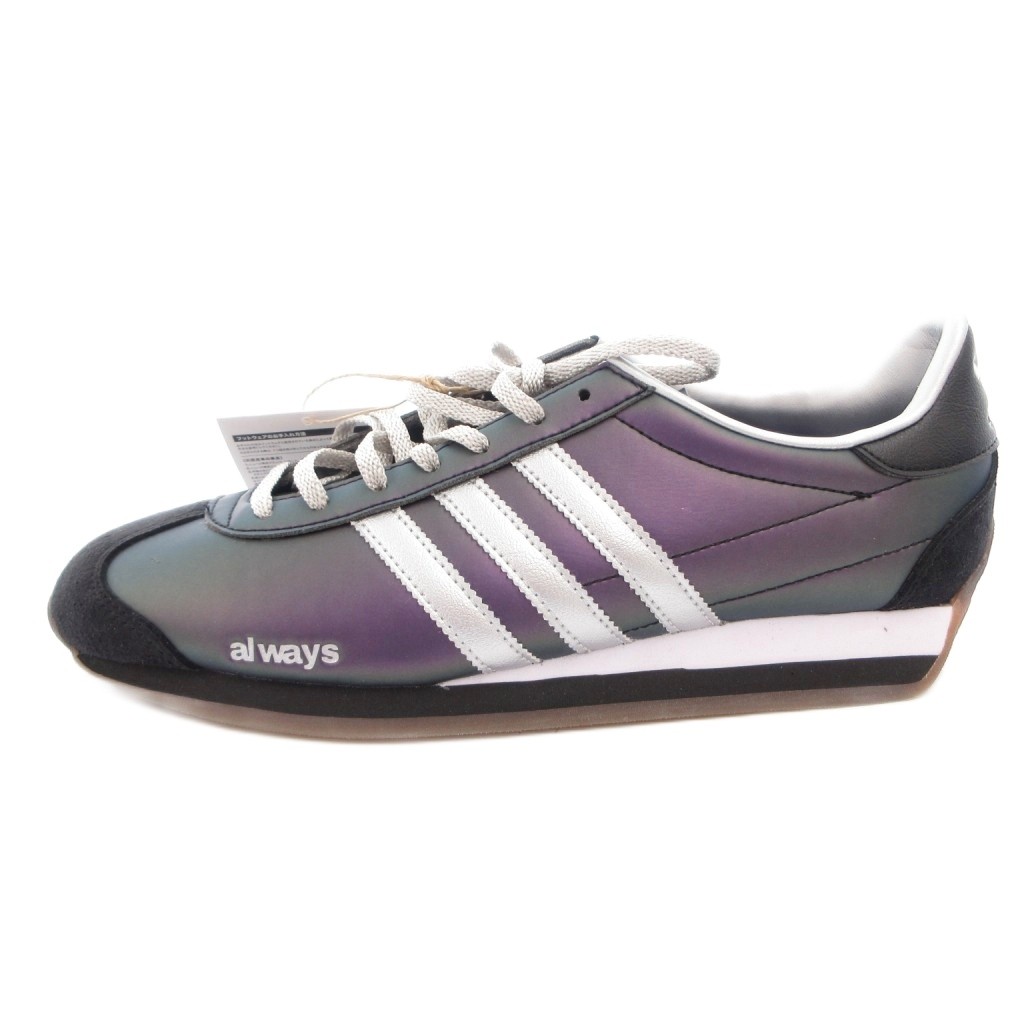 【中古】未当て嵌める品 アディダスオリジナルス adidas originals × ALWAYS 曳き船付き添い人 COUNTRY PURPLE SILVER METALLIC CORE BLACK スニーカー シューズ 置き目撥ねのける 27珊 黒 黒いこと JH9100 /FF メンズ 【ベクター 古着】 260416