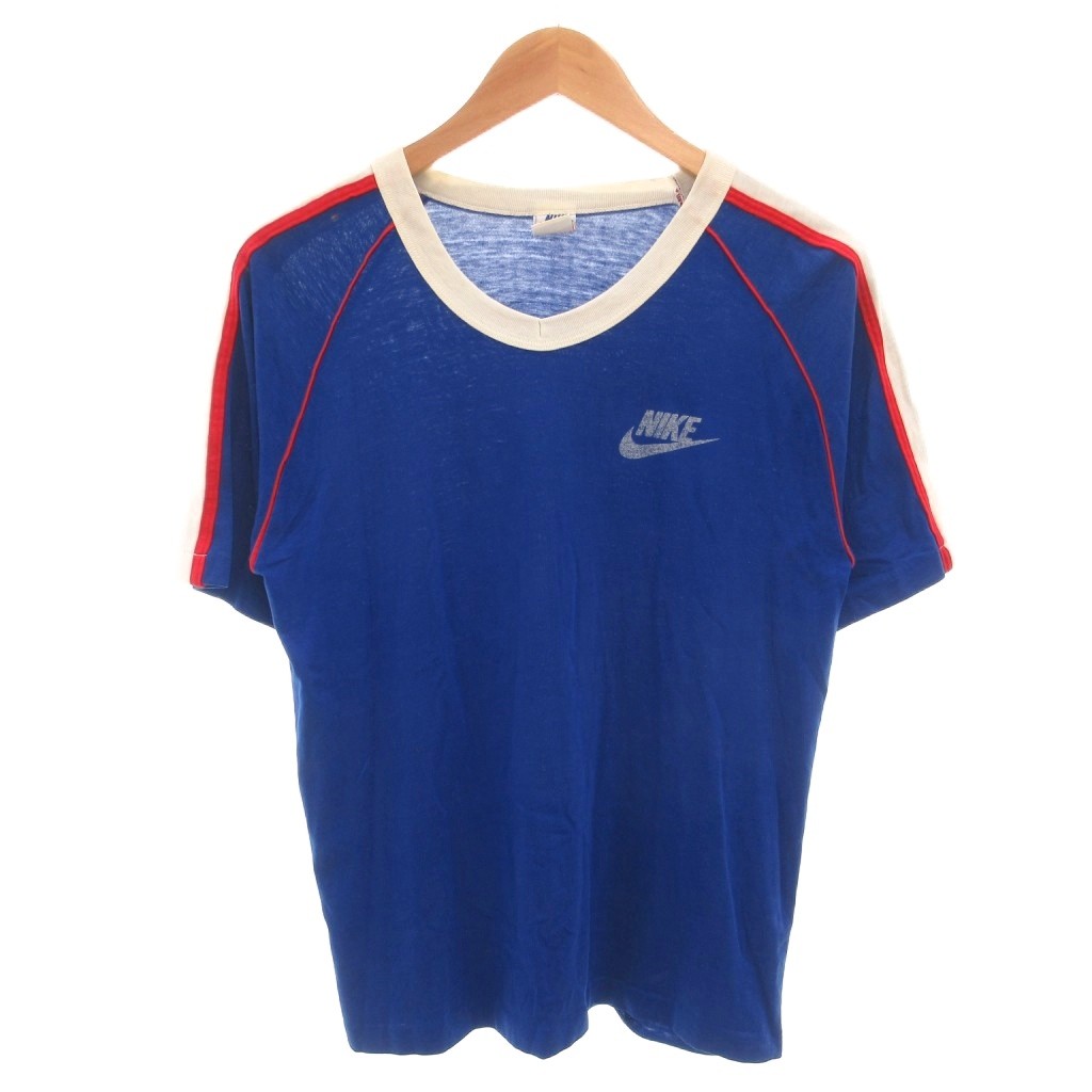 【中古】ナイキ NIKE 70s ヴィンテージ SPORTWEAR オレンジ色曳き船 USA製 ティーシャツ カットソー ロゴタイプ 刷り上げる 半袖 M 青 青碧 /FF メンズ 【ベクター 古着】 260421