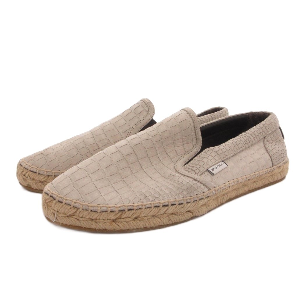 【中古】ジミーチュウ JIMMY CHOO エスパドリーユ スリッポン スニーカー クロコ 型押し レザー 42 グレー /FF メンズ 【ベクトル 古着】 260422|ブランド古着の買取販売ベクトル